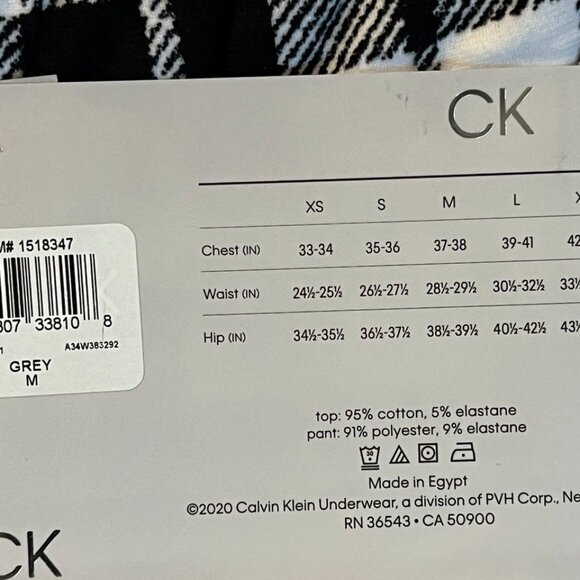 NWT Calvin Klein Women Pajamas Lounge Pant Set Long Sleeve Buffalo Check M - Picture 4 of 4